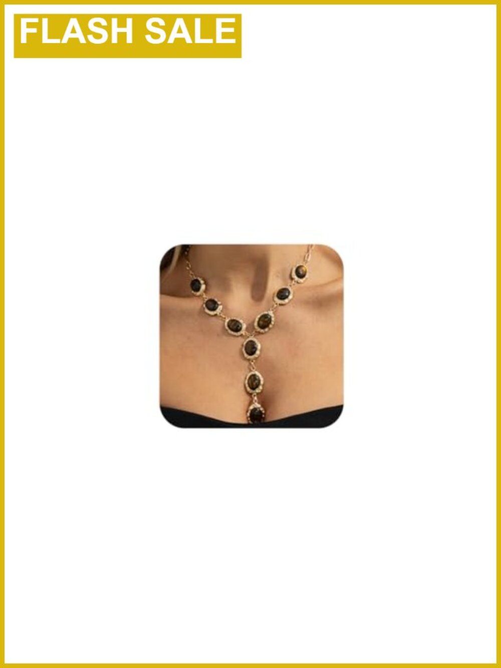 Chunky Gold Brown Crystal Pendant Y Necklace Beaded Resin Chain Women